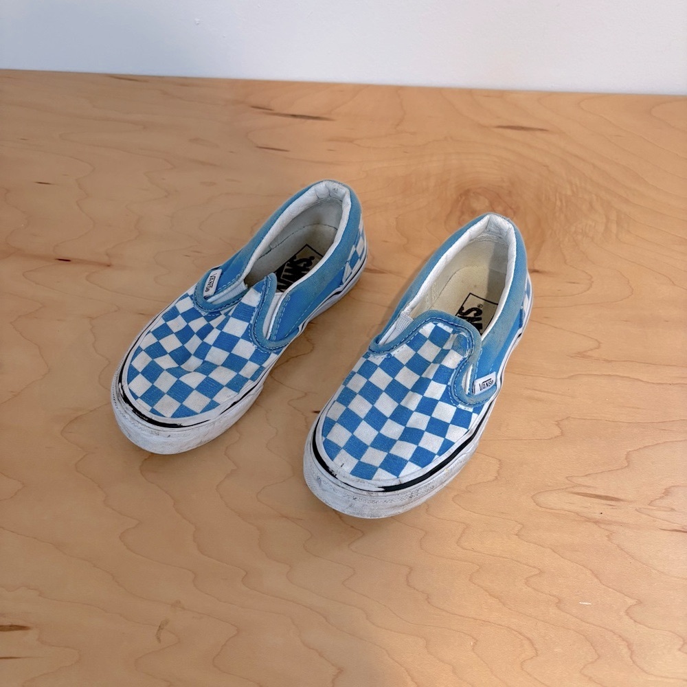 Vans Kids Blue Checkered Slip-On Shoes